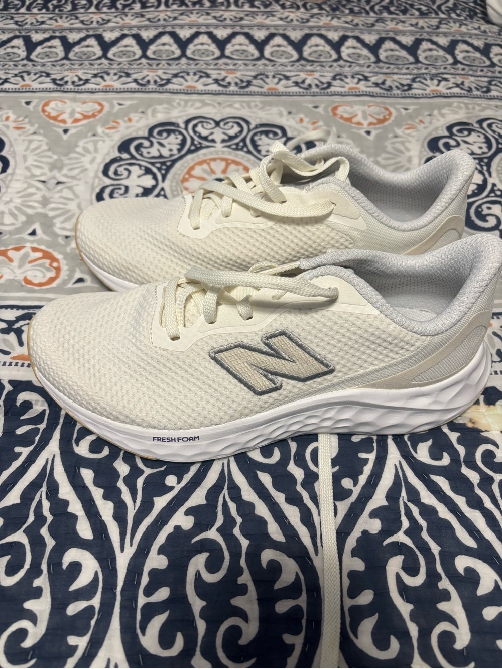New Balance Women's Cream/Gray Fresh Foam Athletic Shoes
